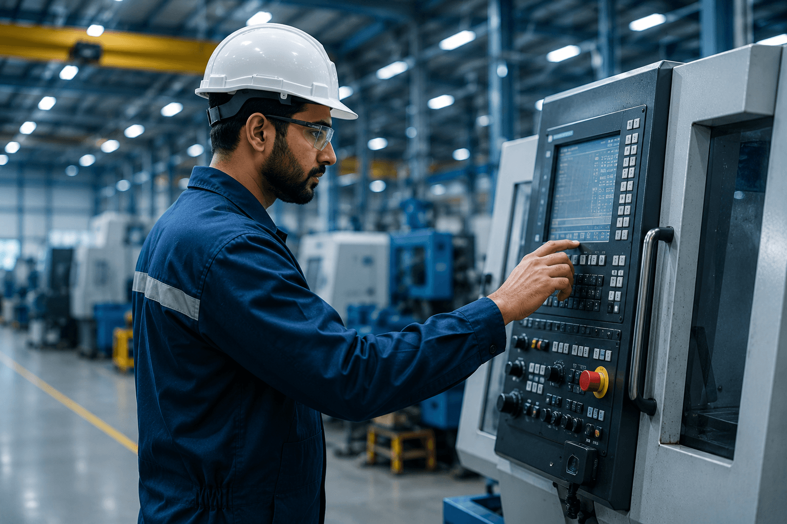 Industrial team member at work in a manufacturing environment