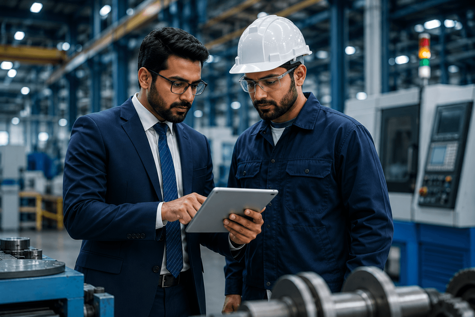 Engineering professional working at an industrial facility